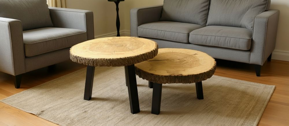 Stolik kawowy z litego drewna 70 cm handmade unikat
