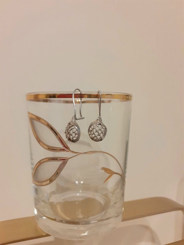 Srebrne kolczyki retro wiszące koszyczki Silver earrings retro jewerly