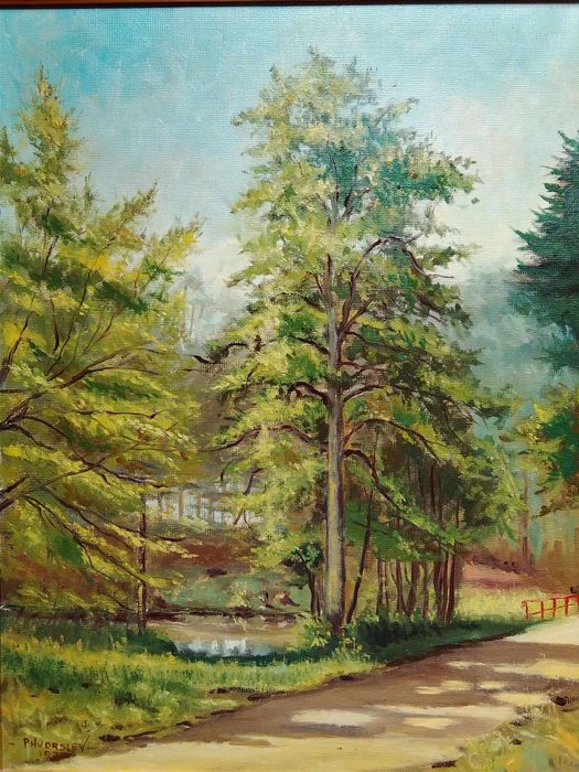 Stary obraz na płótnie sygnowany 1970 rok  .