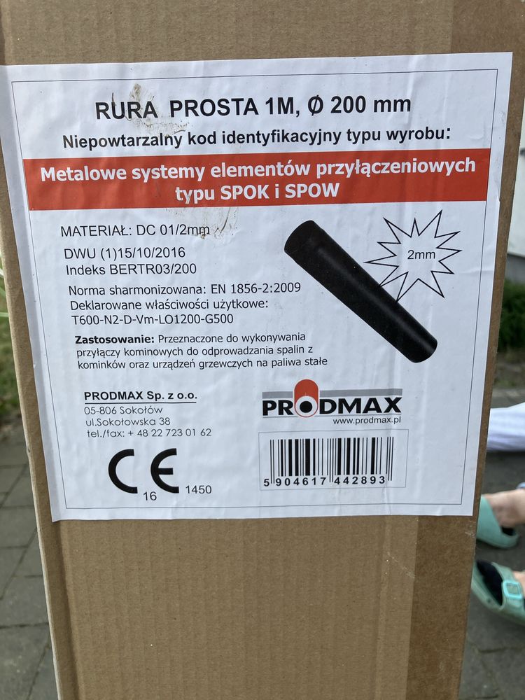 Rura prosta 1M fi 200 kominkowa