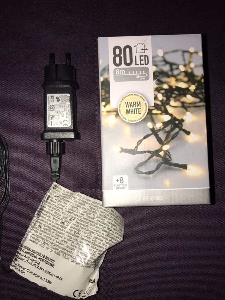 Новогодняя гирлянда LED Christmas Decoration БЕЛАЯ 80 ламп 8 метров