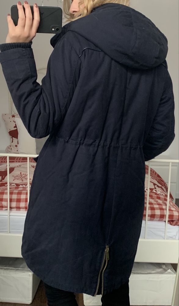 Granatowa parka ciepła kurtka zimowa Zizzi 36 S 38 M