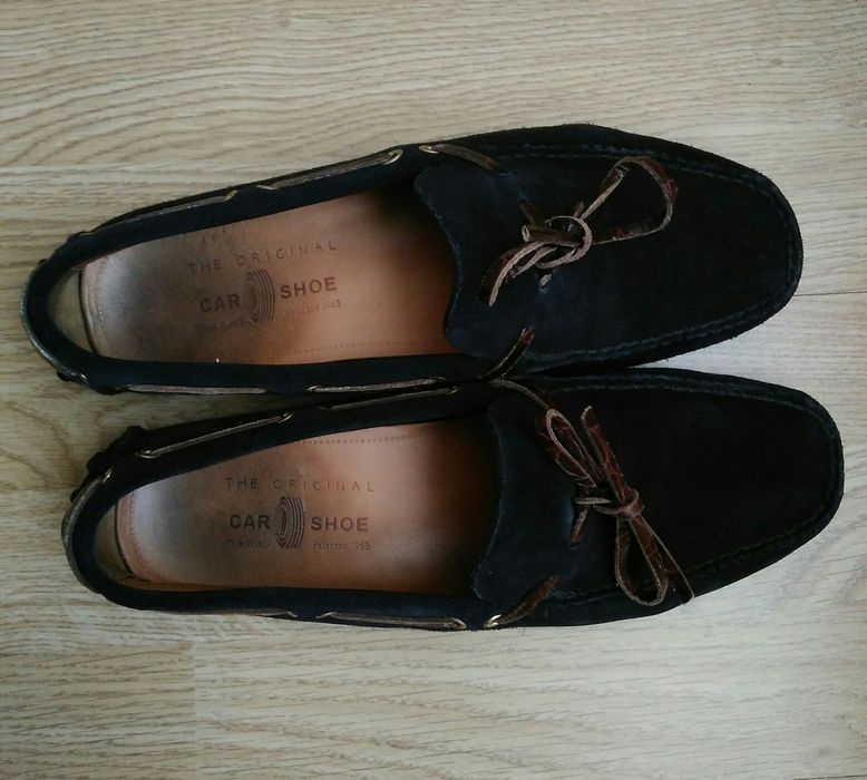 Buty mokasyny męskie markowe skórzane ze skóry 41 CAR SHOE granatowe