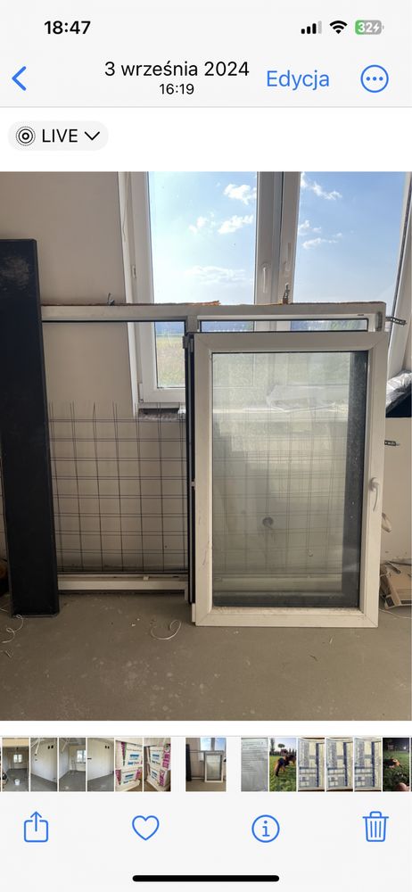 Okno PCV 150x180 z parapetem zewnętrznym