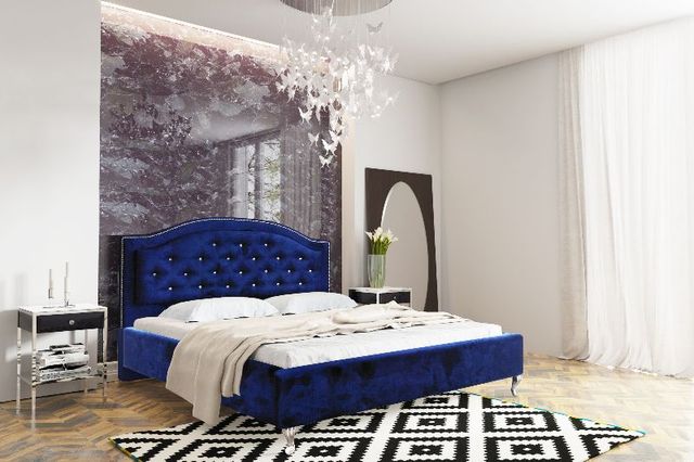 Łóżko tapicerowane JASMIN z materacem 140x200 glamour !na wymiar
