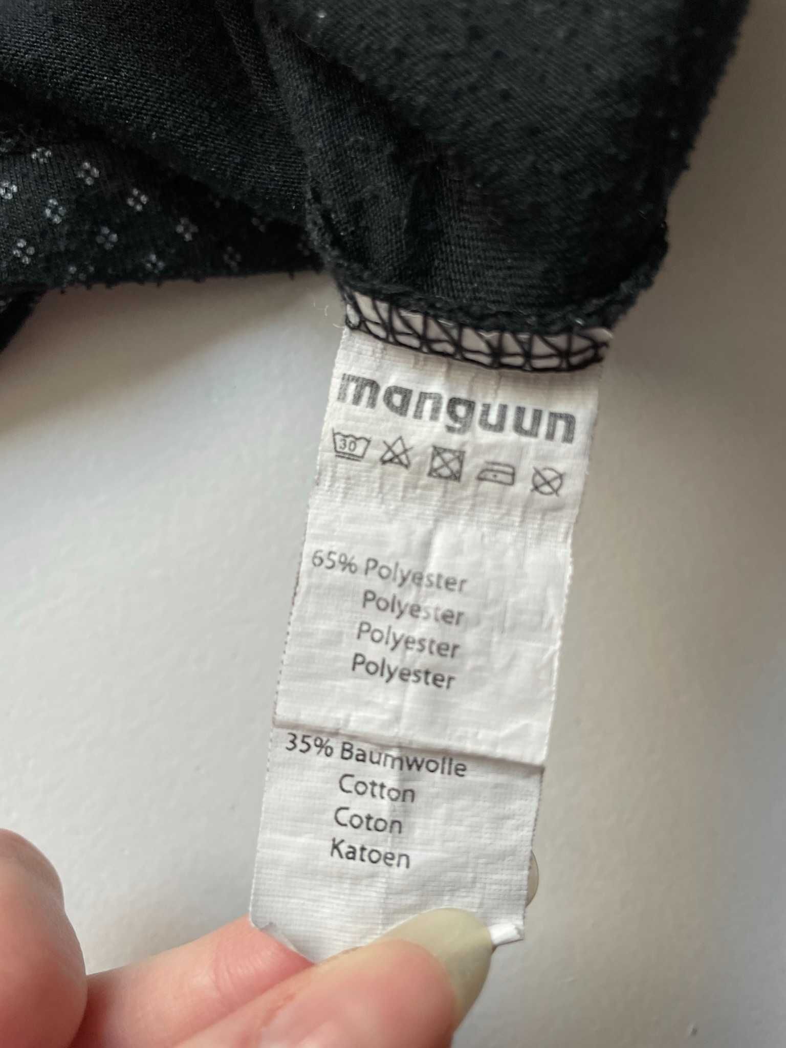 Manguun bluzka czarna na długi rękaw wzorzysta wiązanie przy dekolcie