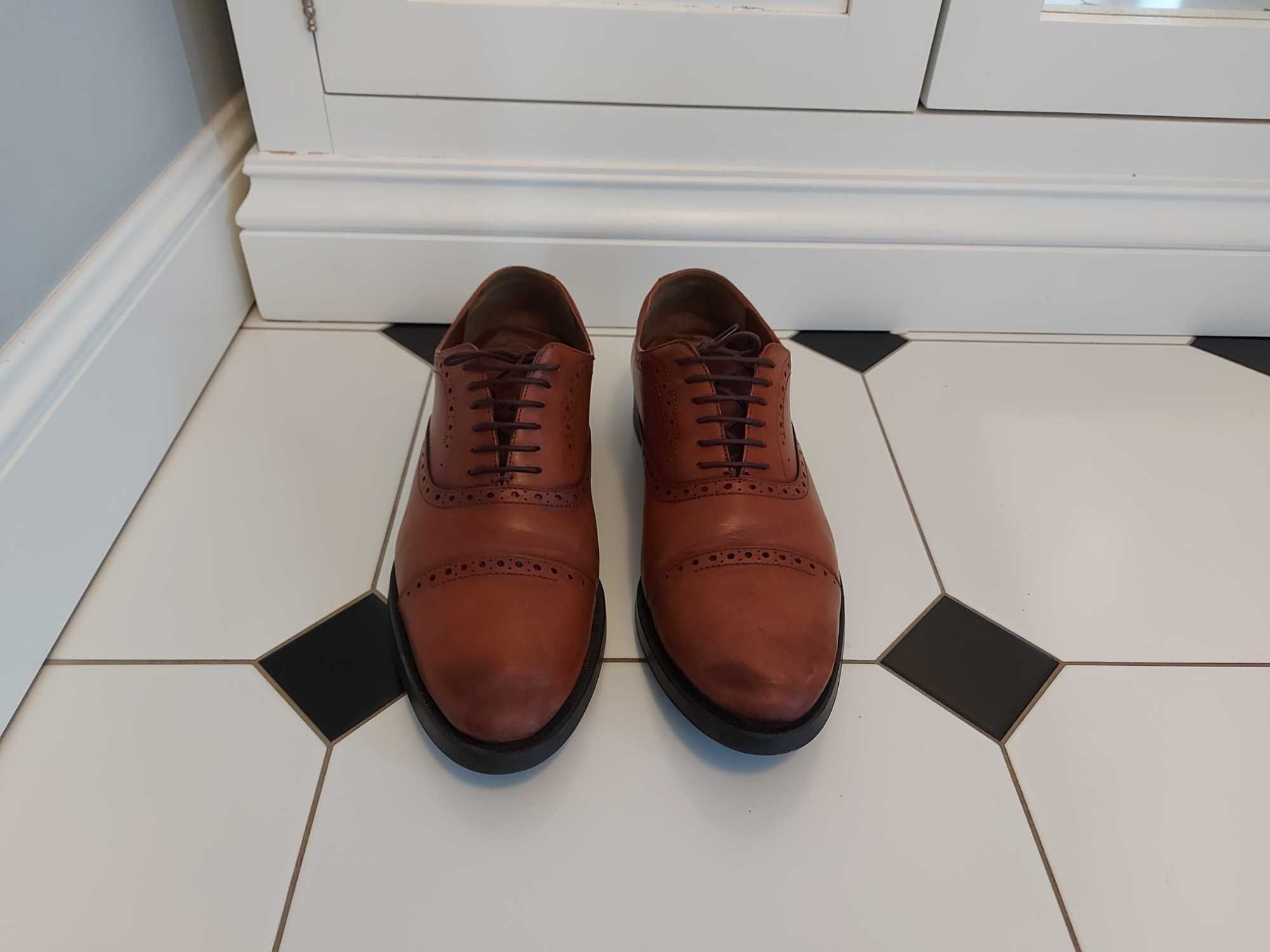 Buty pantofle męskie skórzane brogsy Zara rozm.44=29,5cm dł. wkładki