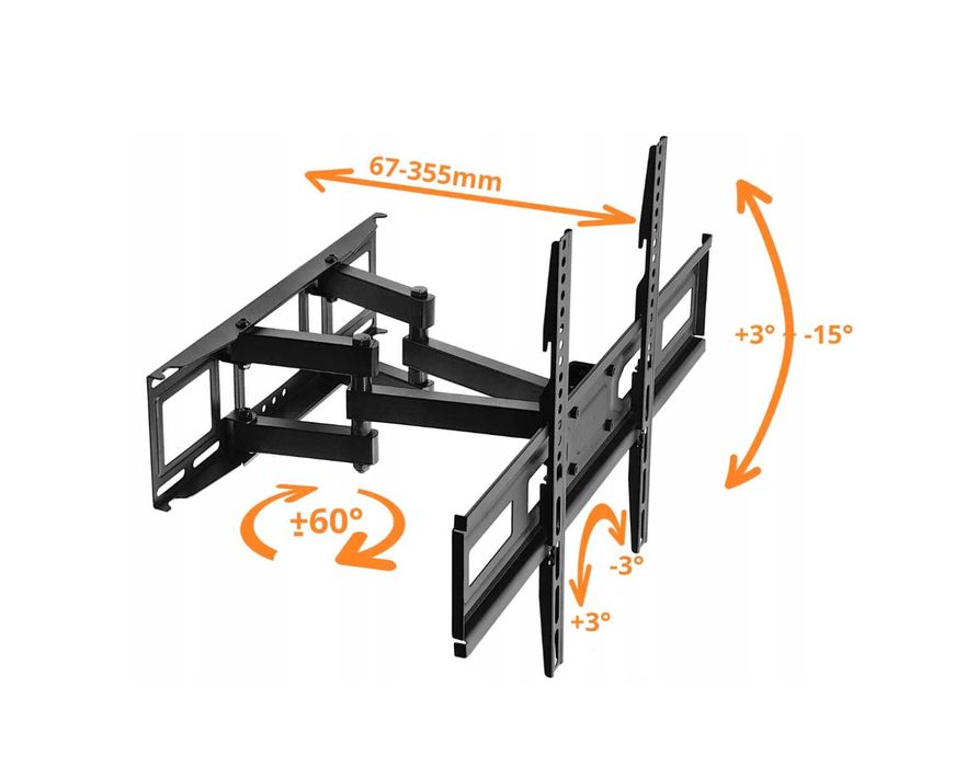 Uchwyt do telewizora 37-85 OBROTOWY super wytrzymały! + zestaw montażu