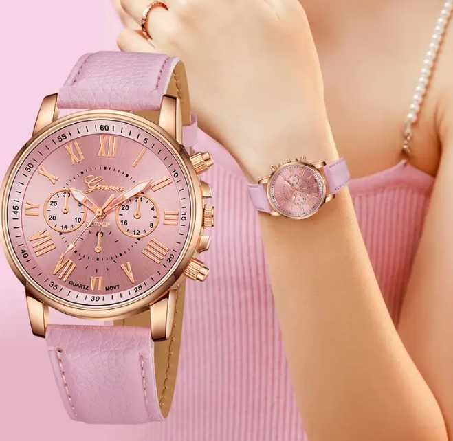 Różowy zegarek z dodatkami