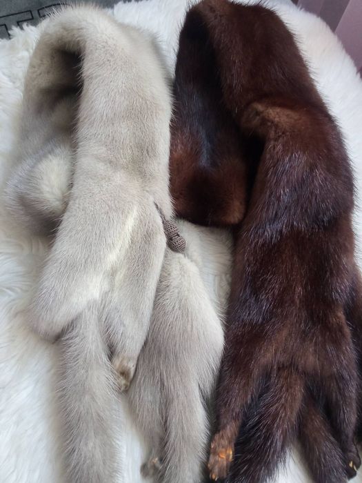 ЩГоржетка норка,комір з норки блакитний та коричневий,комір хутро