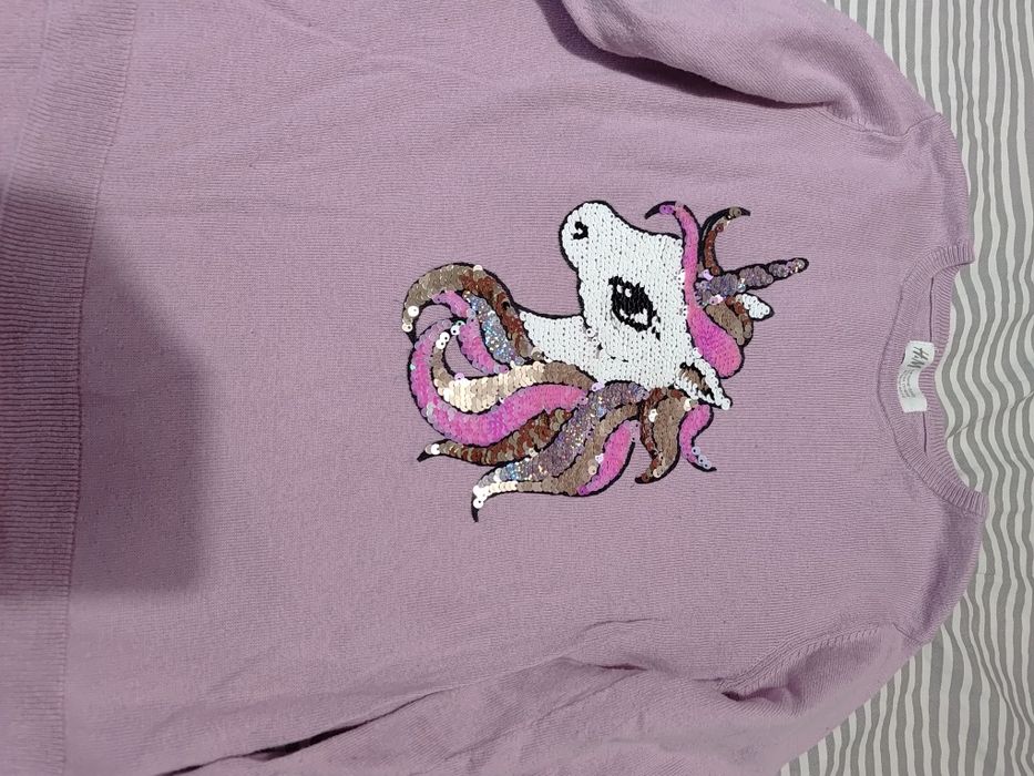 Fioletowy sweterek H&M 134/140