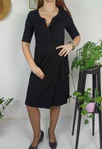 czarna sukienka na krótki rękaw H&M XL42 kopertowa karmienia piersią