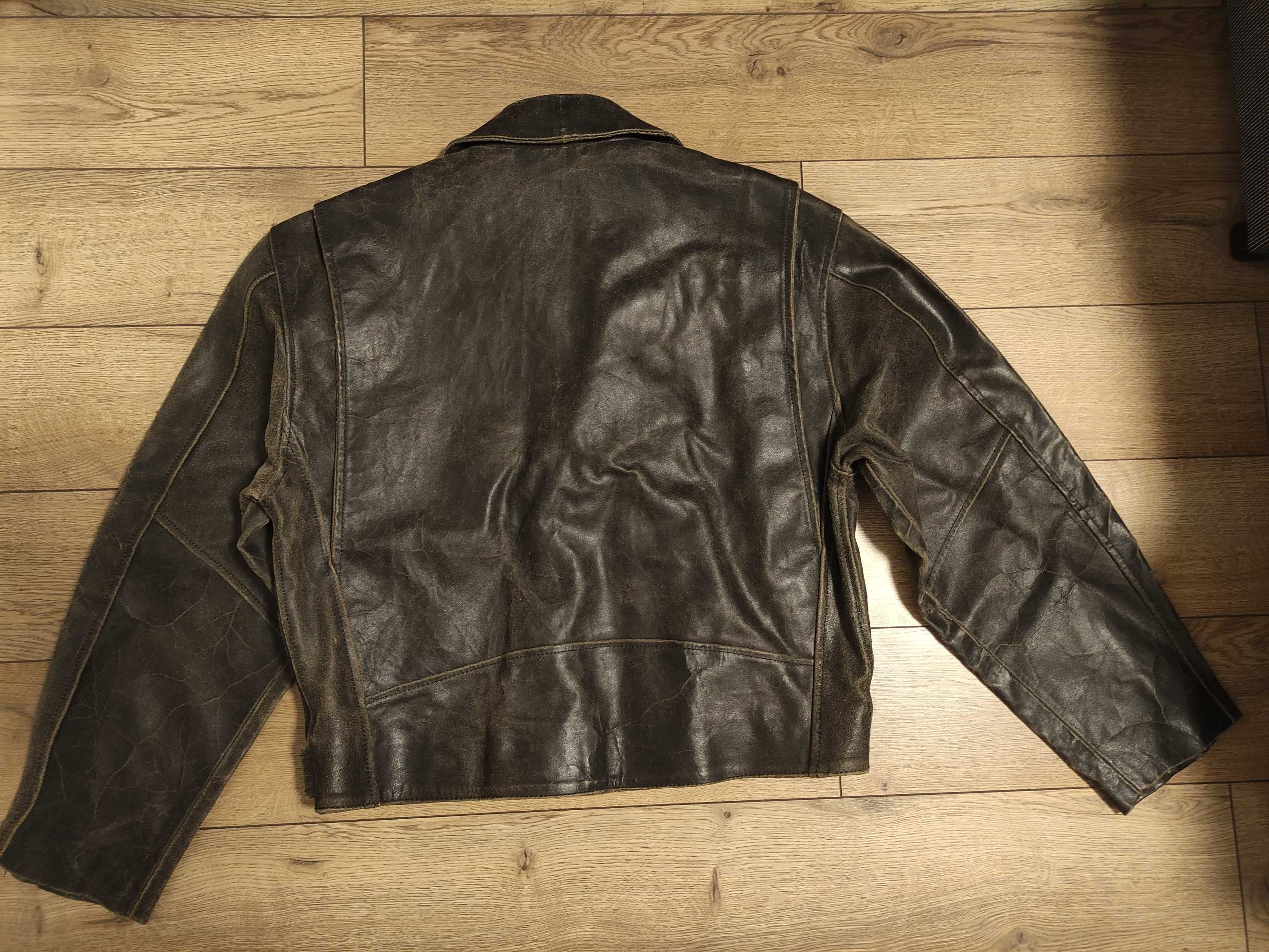 Redford XL шкіряна байкерська косуха куртка під вінтаж потерта мото
