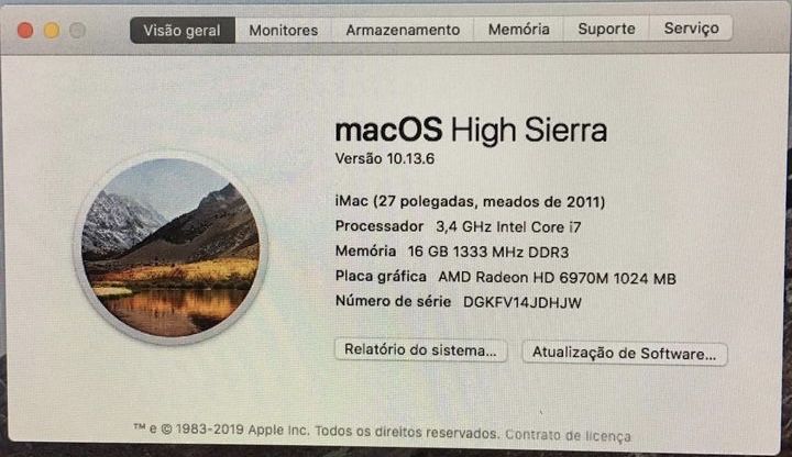 iMac 2011 27” i7 16GB (avariado)