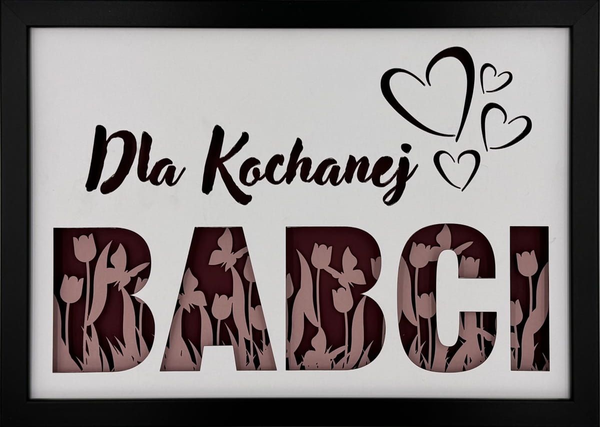 Ramka 3D shadow box Dla Kochanej Babci Tulipany 32x23