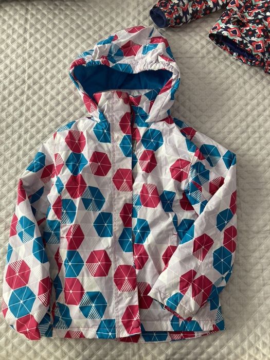 Zimowa dziewczęca puchowa kurtka narciarska we wzorki