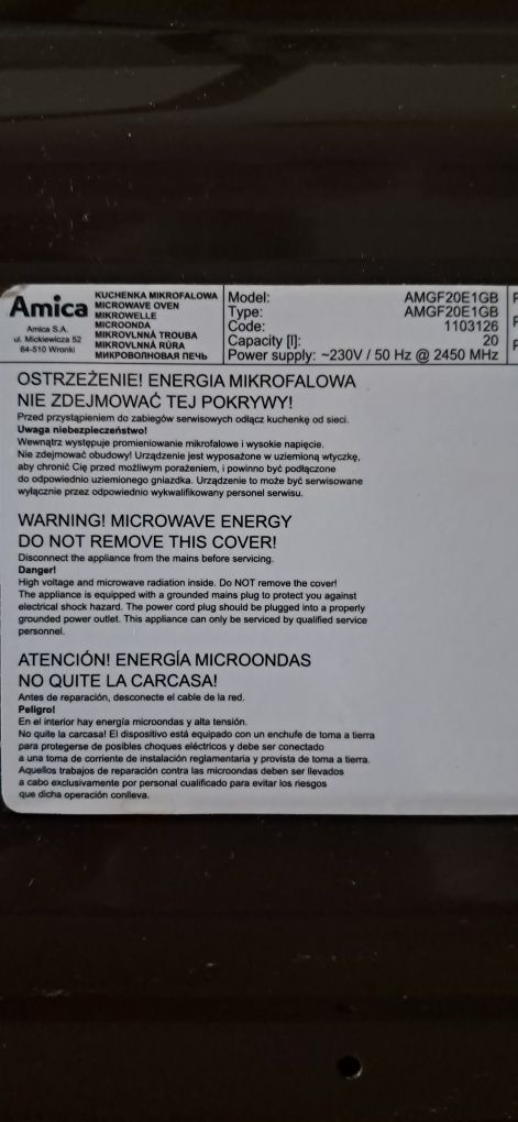 Kuchenka Mikrofalowa AMICA