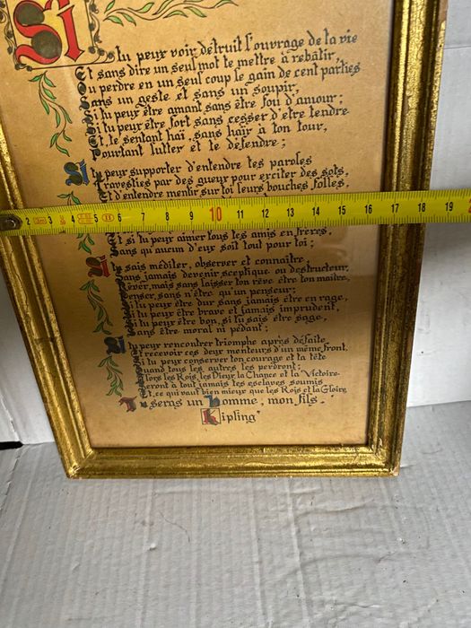 Quadro antigo com poema