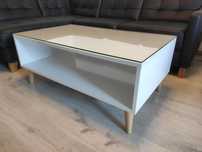 ## Stolik kawowy skandynawski biały połysk ława 100x60cm wys. 42cm ##