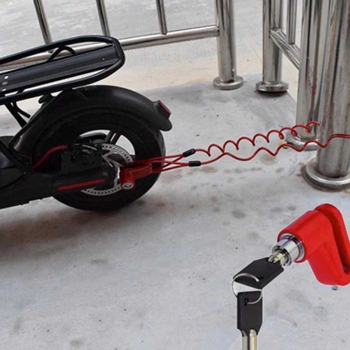 Kłódka do motocyklu roweru skutera hulajnogi z linką nowa