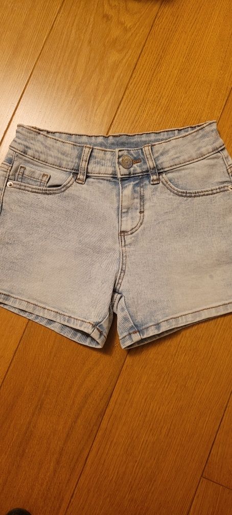 Krótkie spodenki jeansowe r.134 dziewczęce regulowany pas gumowane bdb