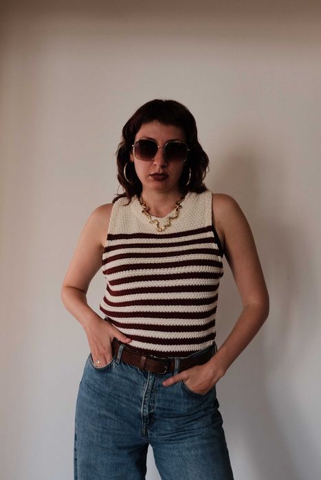 Top em Malha às Riscas da Zara Tamanho M–L (38–42)