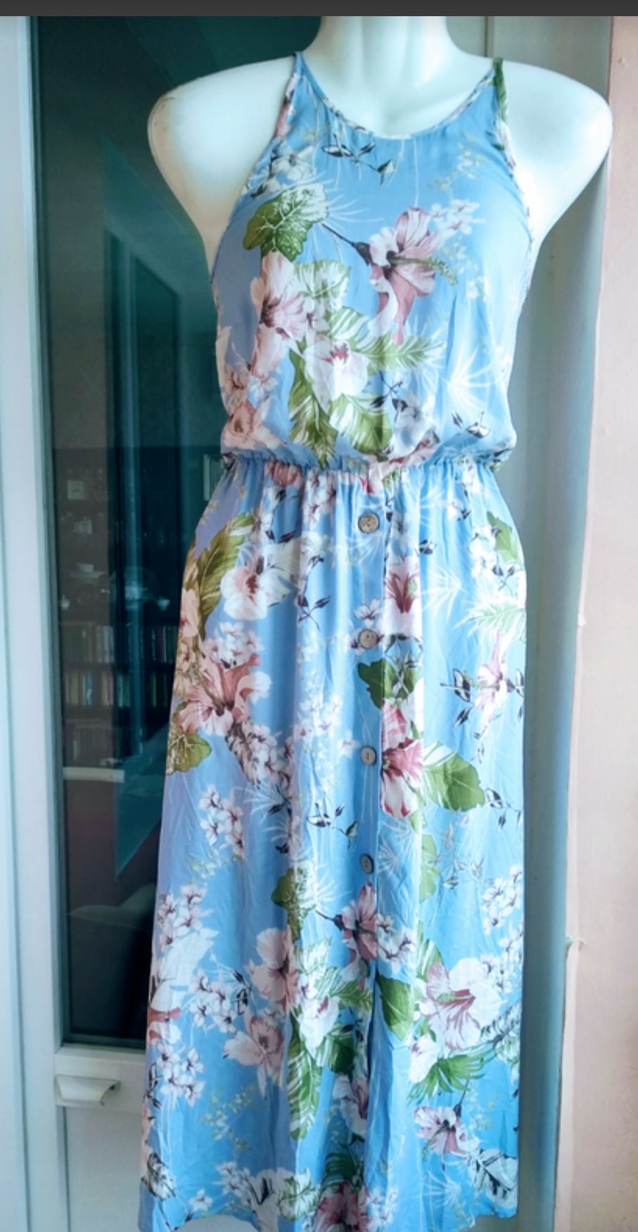 Натуральное платье цветочный принт бренда Primark UK 12 EUR 40