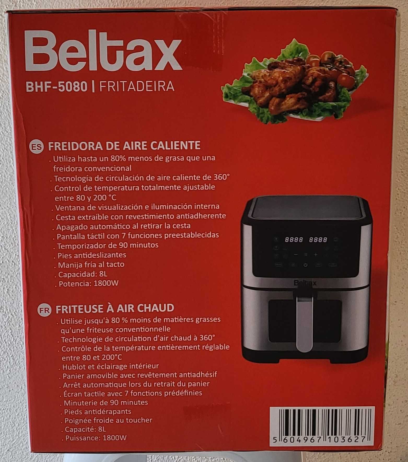 Fritadeira Sem Óleo Air Fryer Beltax BHF-5080 (8L - Preto), Nova