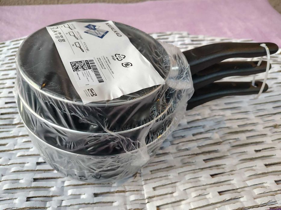IKEA KAVALKAD Teflon rondelki Rondel czarny 3szt na kuchnię gazową