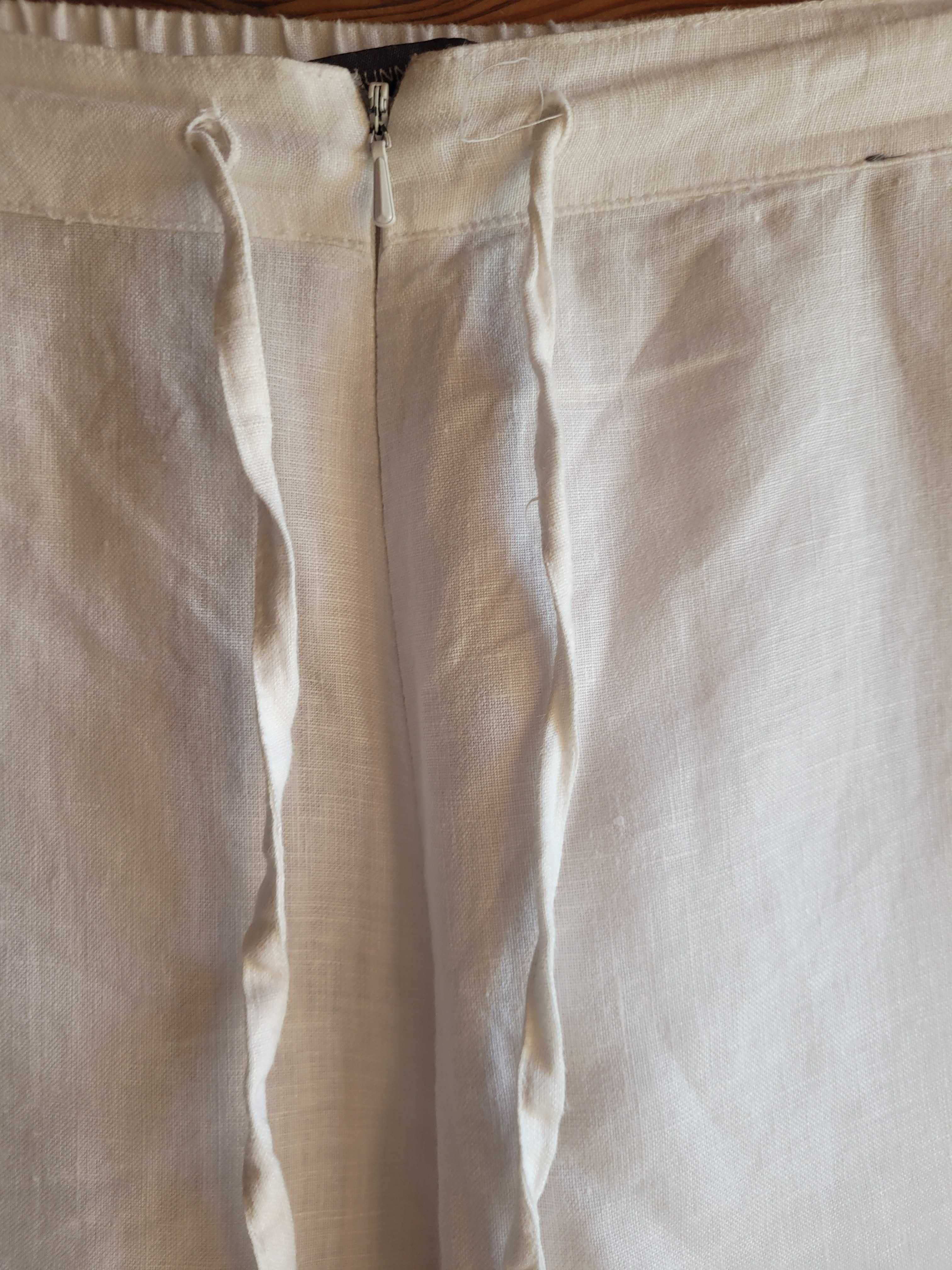 Lużne lniane spodnie 100% len lin linen szeroka nogawka