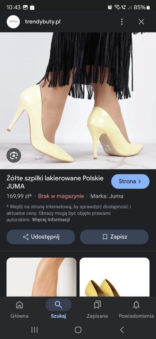Szpilki żółte firmy Juma