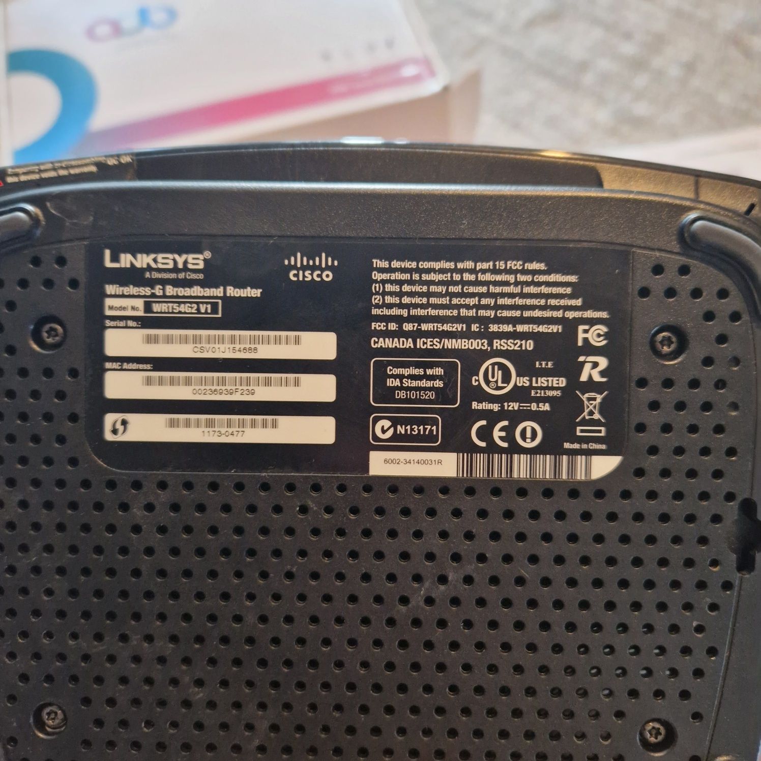 Linksys wrt54g2 v1 router internetowy