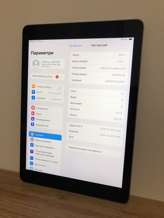 iPad 6, 32 GB, Wi-Fi . Айпад 6 на 32гб.