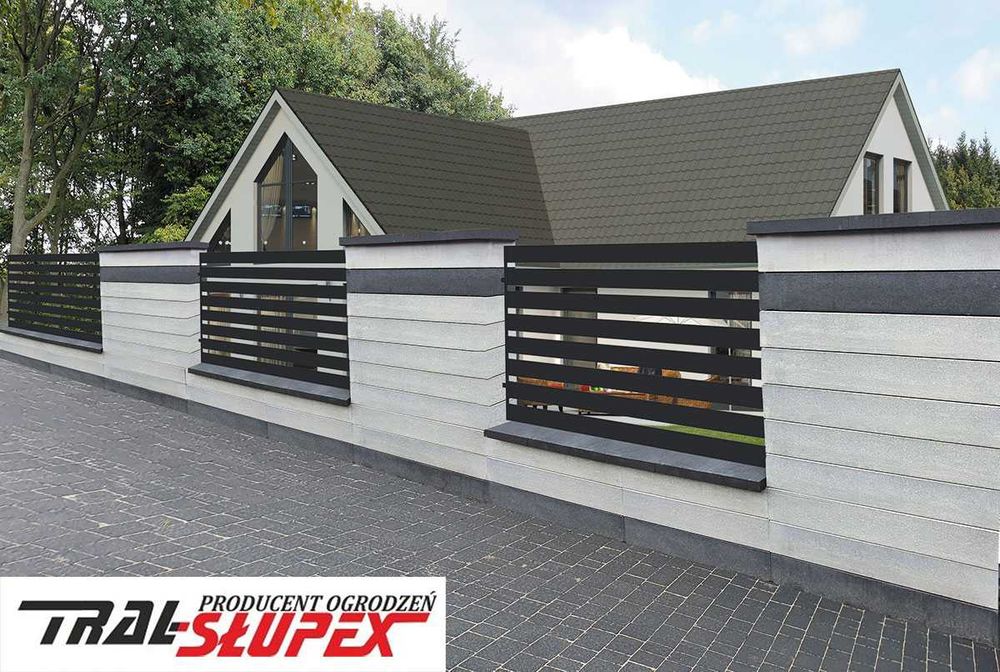 Ogrodzenie gładkie Bloczek ogrodzeniowy, 85x25x15, grafitowo-biały