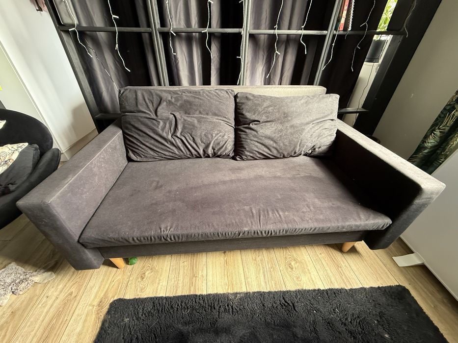 Sofa Kanapa rozkladana czarna salon