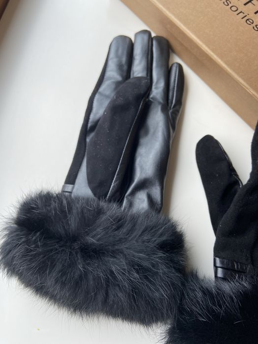 Luvas em pele preta marca cortefiel