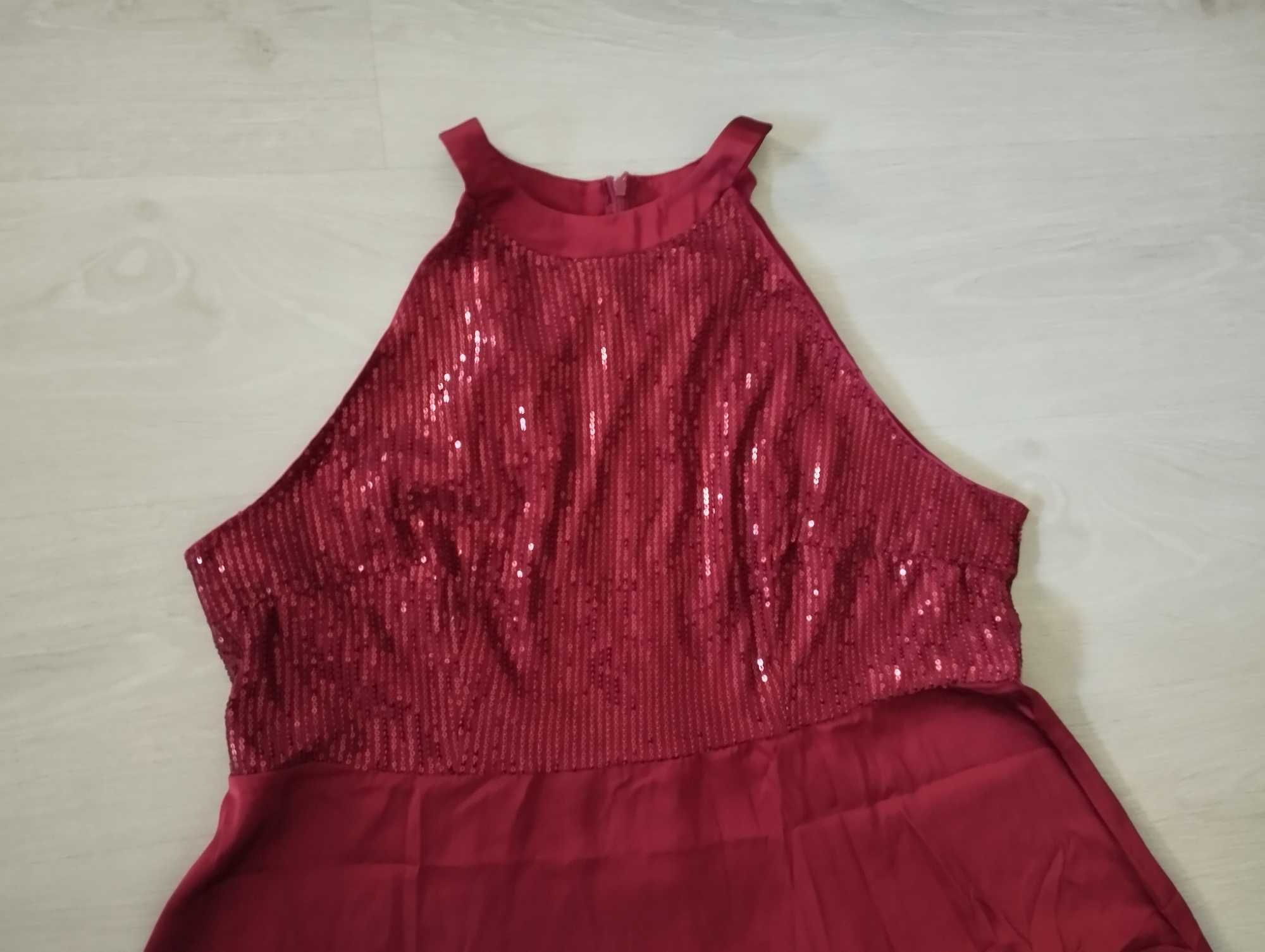 Vestido cor bordeux com lantejoulas tamanho grande novo