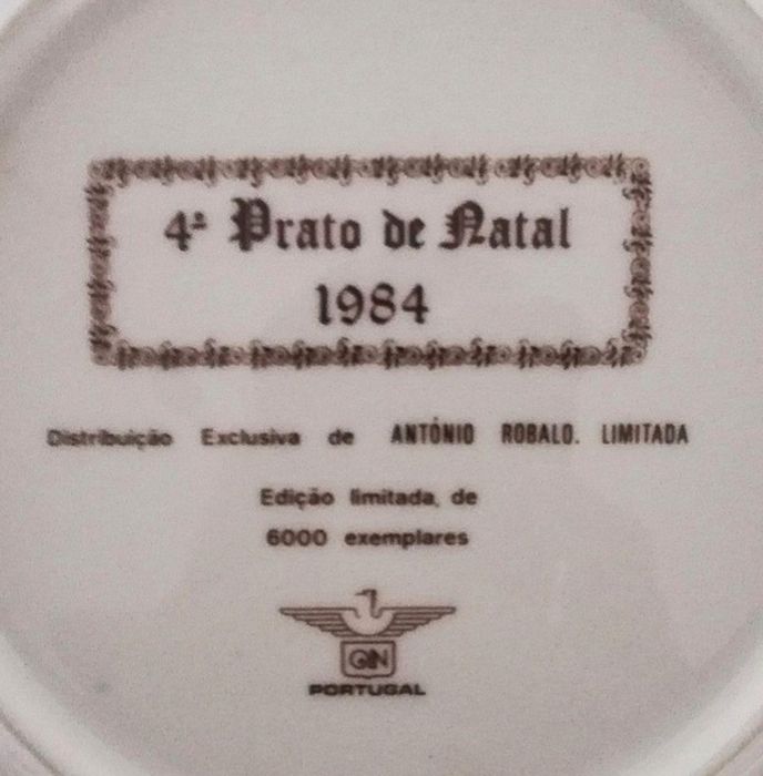 Prato de Natal 1984, em porcelana, da QN Portugal, em caixa original