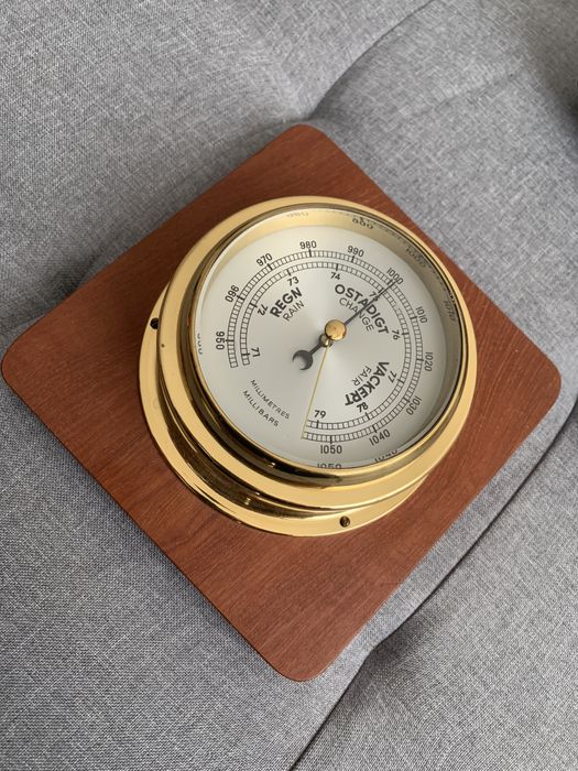 Przepiękny barometr morski marinistyka marynarski okrętowy