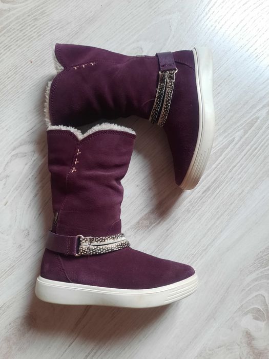 Зимние замшевые утеплённые  сапоги Ecco чоботи gore-tex 18.5см р28-29