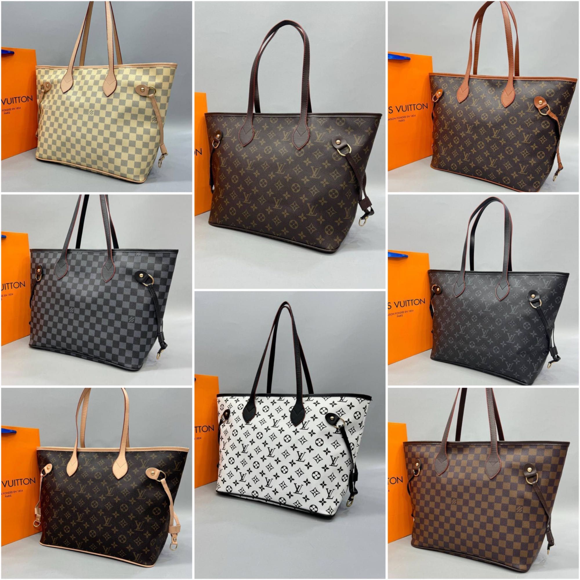 Шопер коричневый белый черный Louis Vuitton Сумка большая Луи Витон