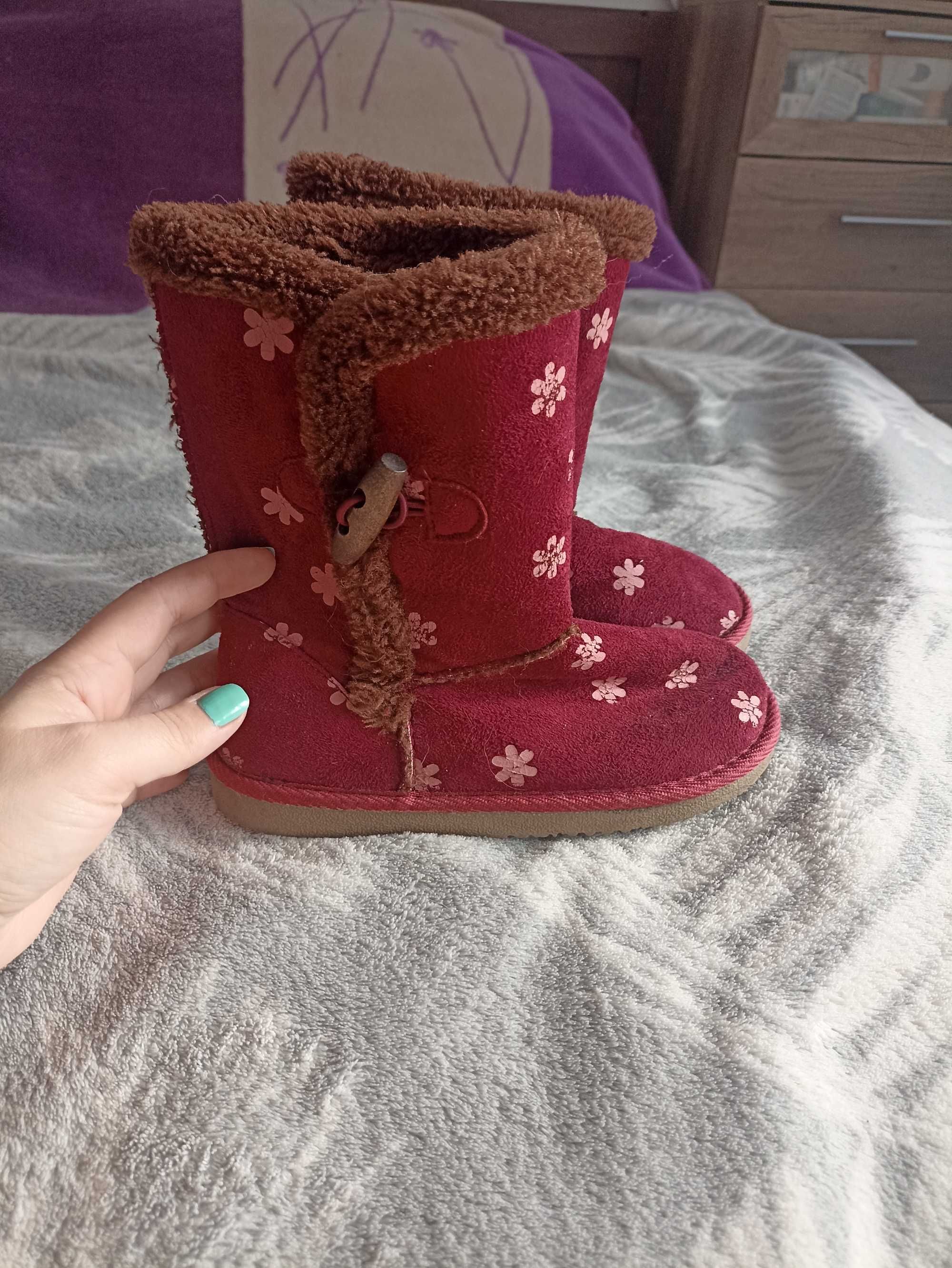 buty zimowe w kwiatuszki 33