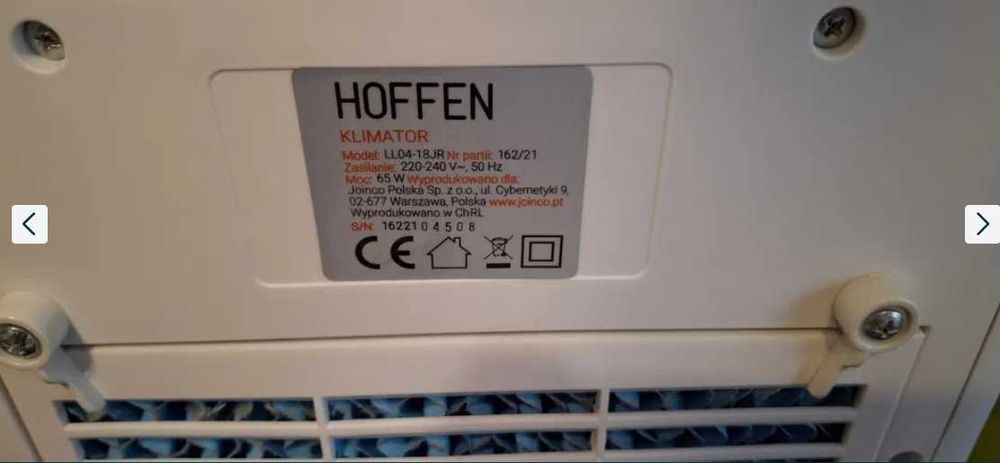 Urządzenie chłodzące firmy Hoffen (klima tor wodny)