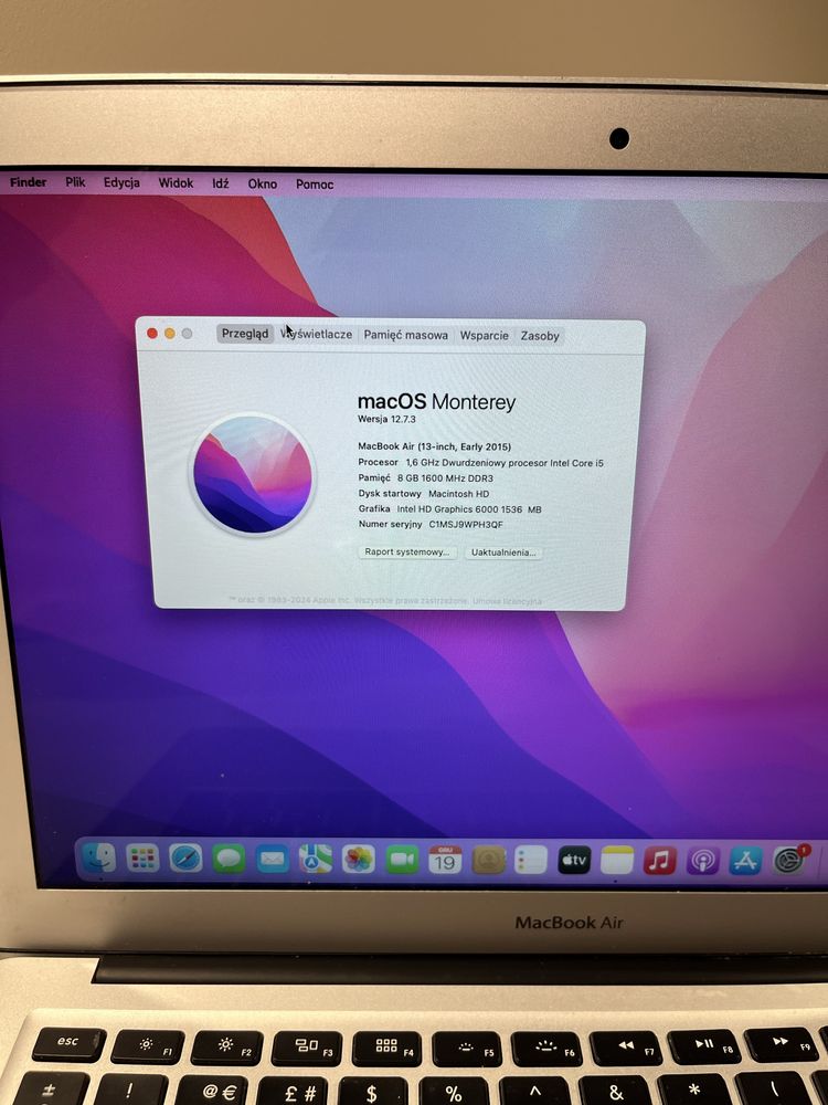 Laptop MacBook Air 13,3 “ Intel Core i5 8 GB/ 512 GB SREBRNY