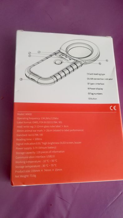 Leitor de chip para animais, 134.2H frequencia novo