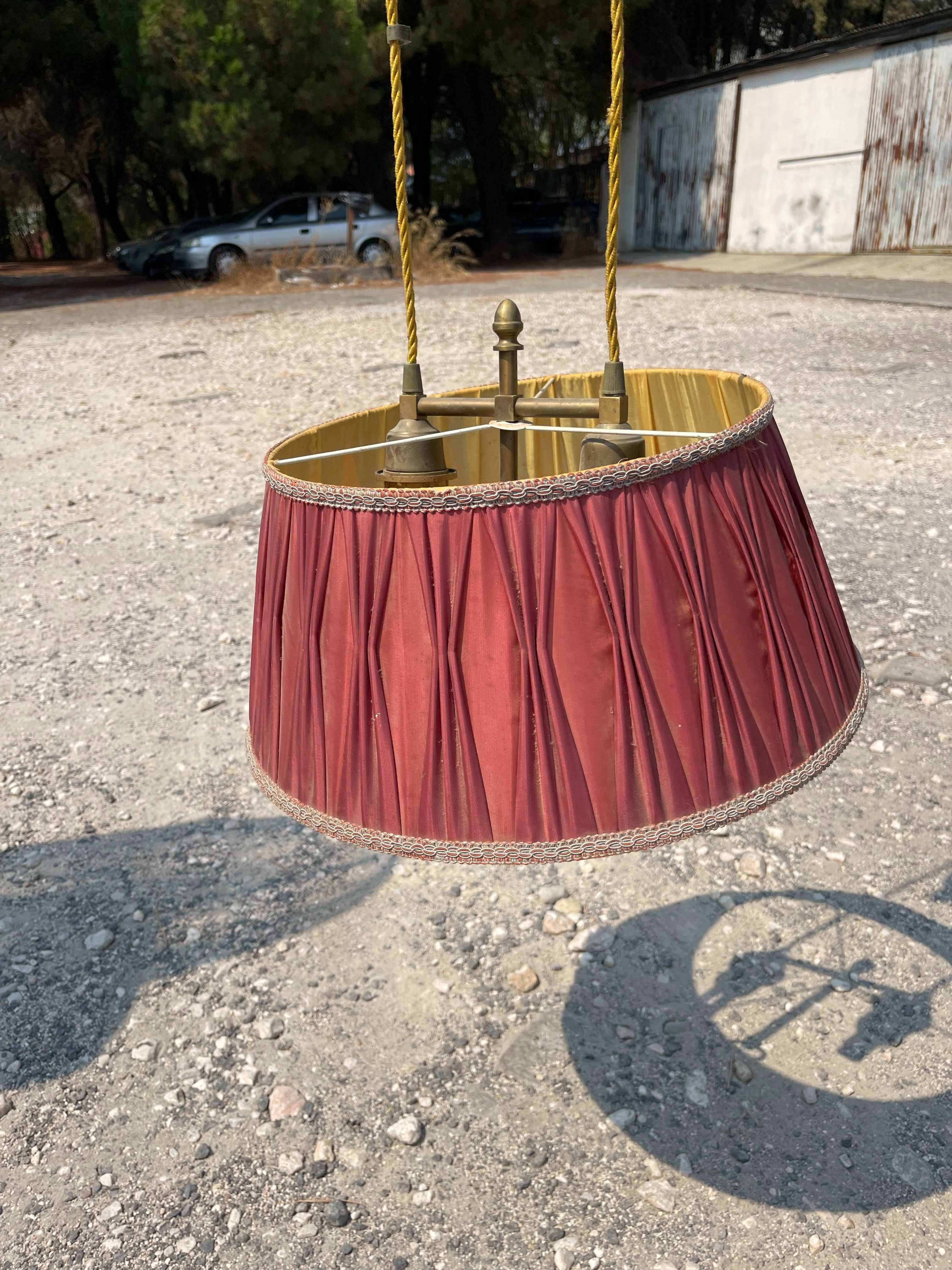 Candeeiro de teto vintage com cúpula em tecido e contrapeso