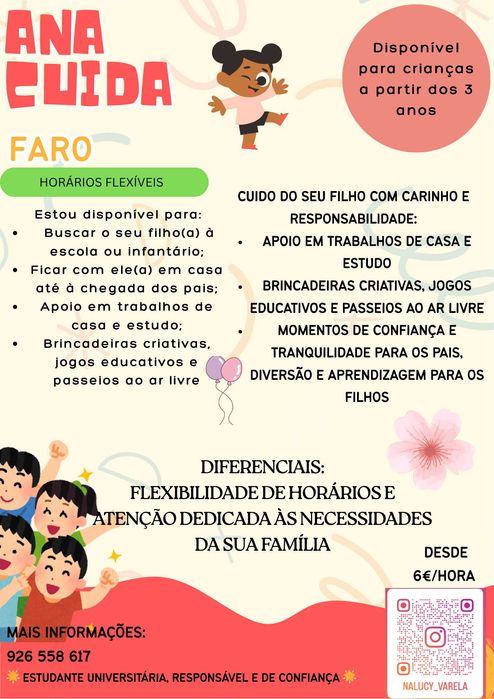 Babysitting em Faro – Cuido do seu filho(a)
