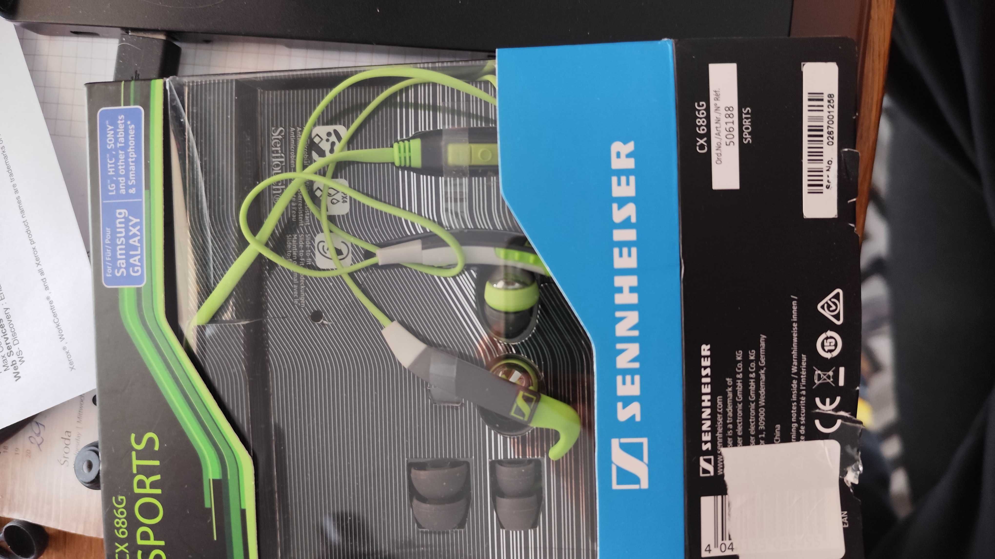 słuchawki douszne sport, sennheiser cx 686g, jak nowe (Nowe 317 zł)