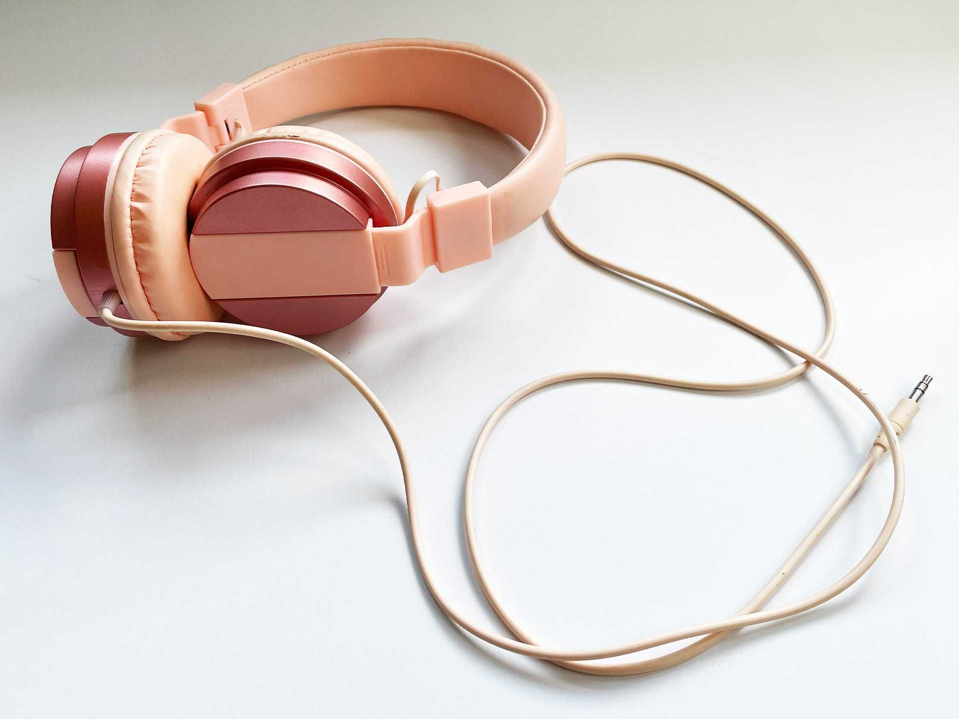 Słuchawki kabel mini jack 3,5 Sinsay Rosegold Różowe
