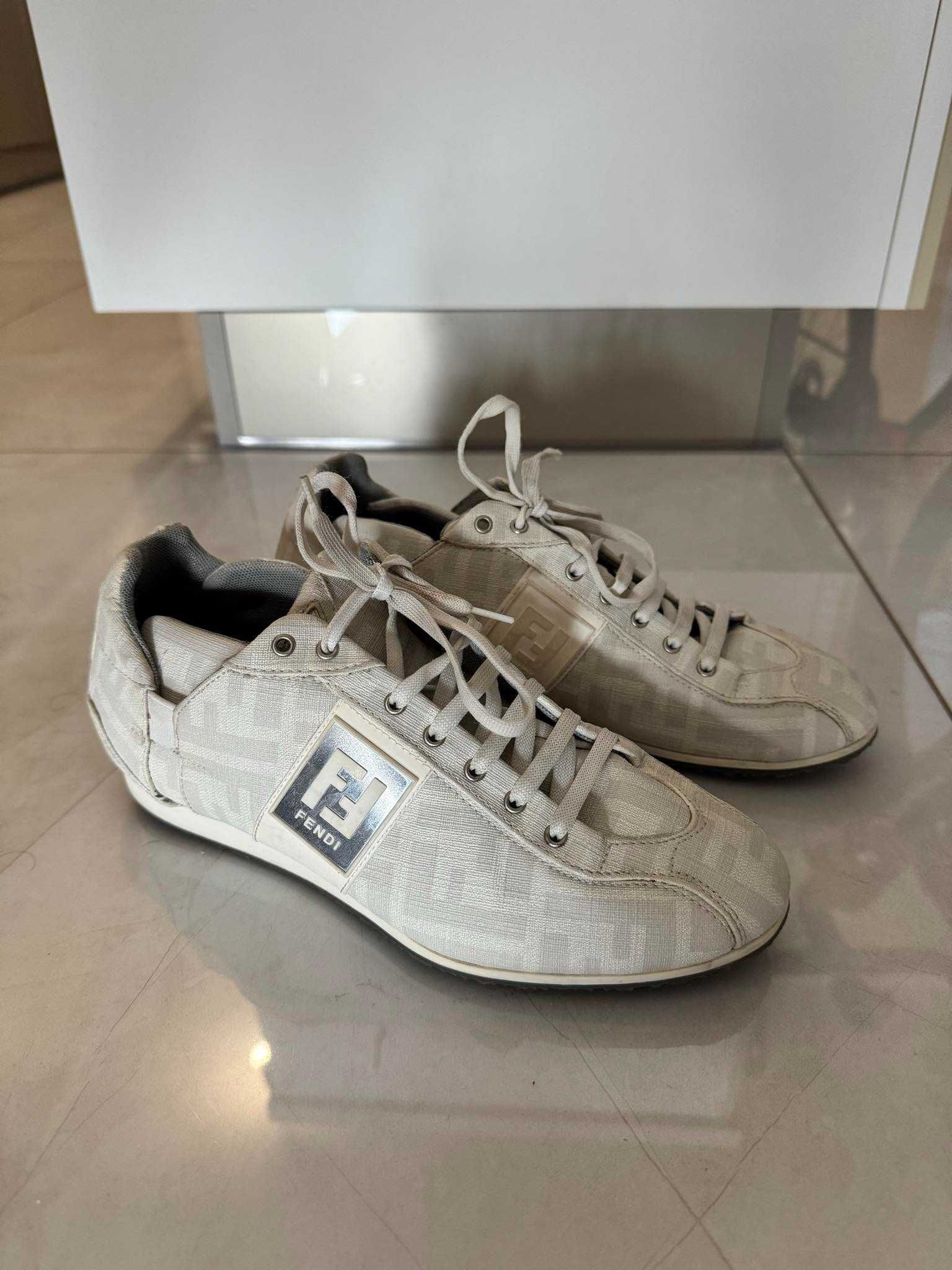 buty damskie Fendi Zucca Monogram Shoes White Cream r.38